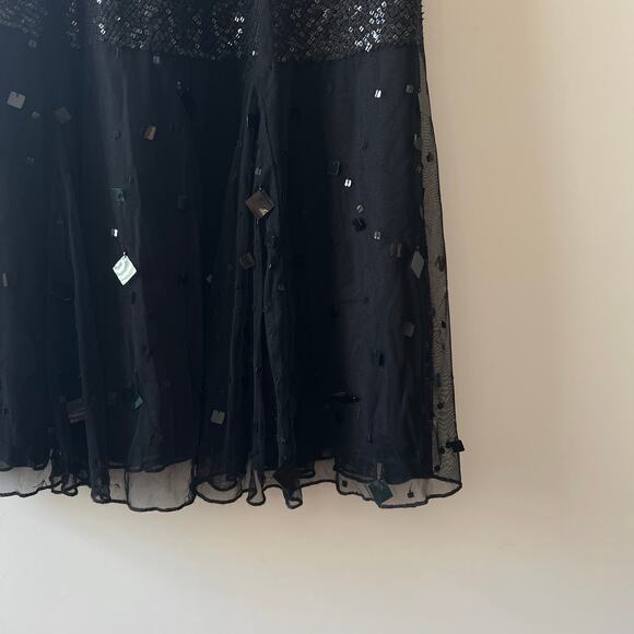 Vintage Y2k Q.U.E. Sequin Black Sleevless Party Dress Size 6 - Picture 6 of 7